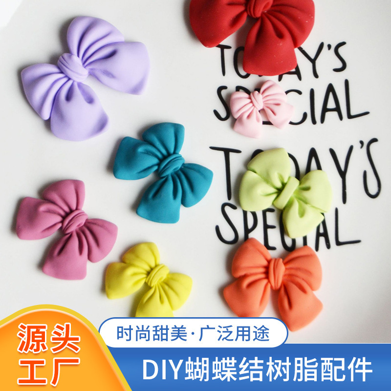 Factory wholesale bow resin accessories diy cream glue mobile phone case accessories creative headdress hairpin bow tie stickers