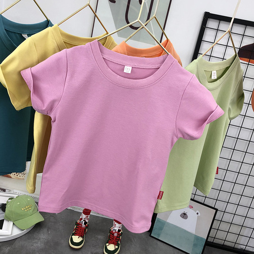 Children's Short Sleeve T-shirt  Boys Short Sleeve Cotton Girls Half Sleeve T-shirt Japanese Style Children's Clothing Baby Base Short Sleeve Top