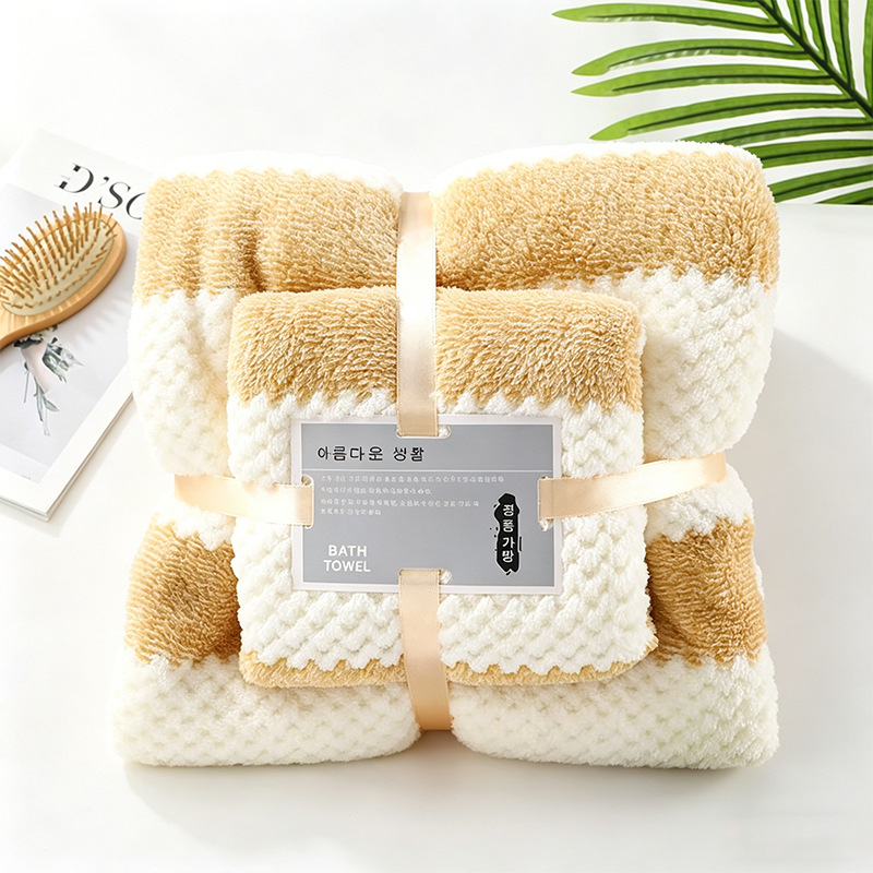 Gran al por mayor coral vello toalla de baño gran ancho estrella toalla de compras de toalla absorbente doméstica conjunto de toallas de baño