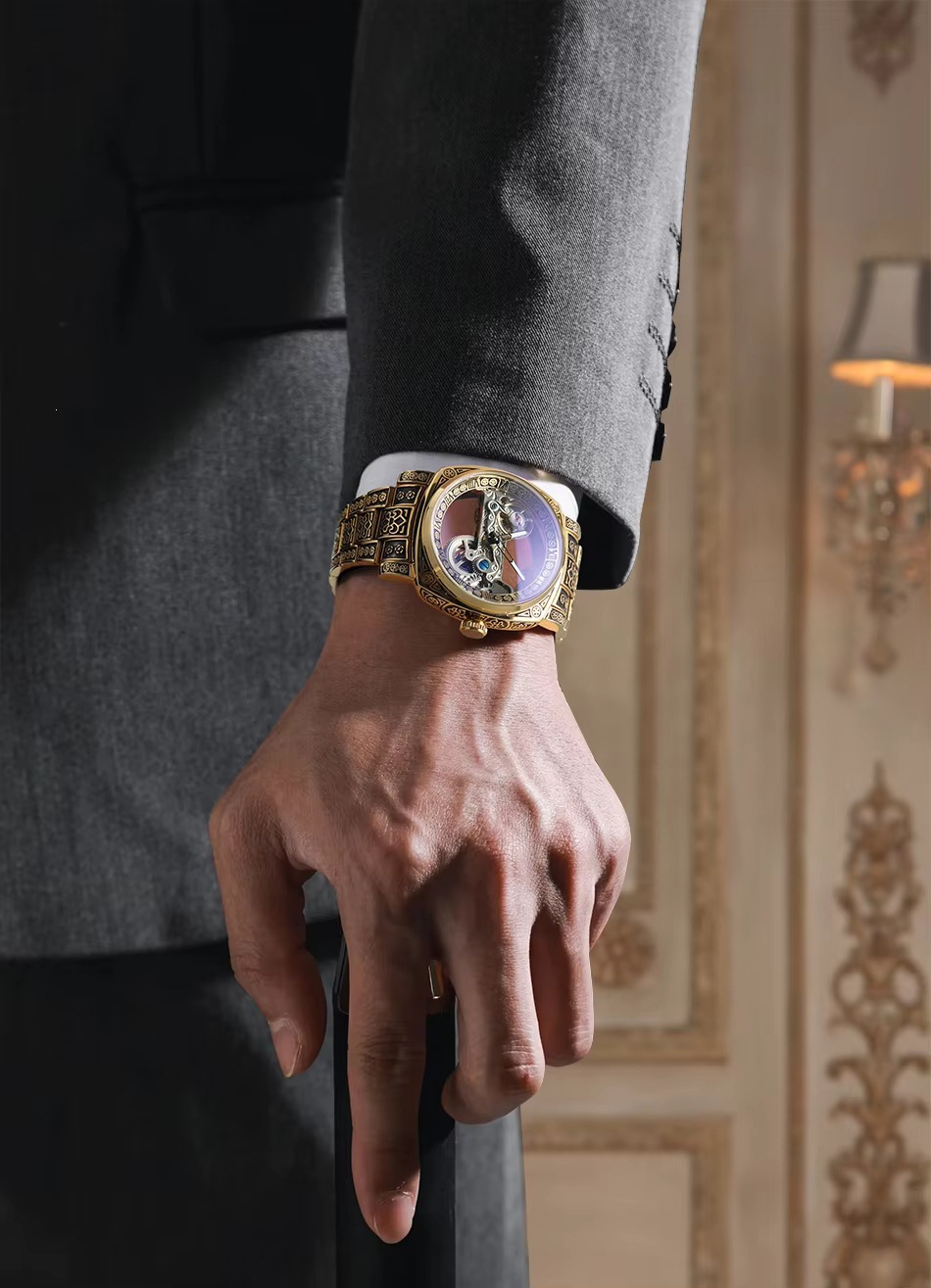 Forsining Vintage Automatic Mechanical Watch For Men Carved Style_voghion.com