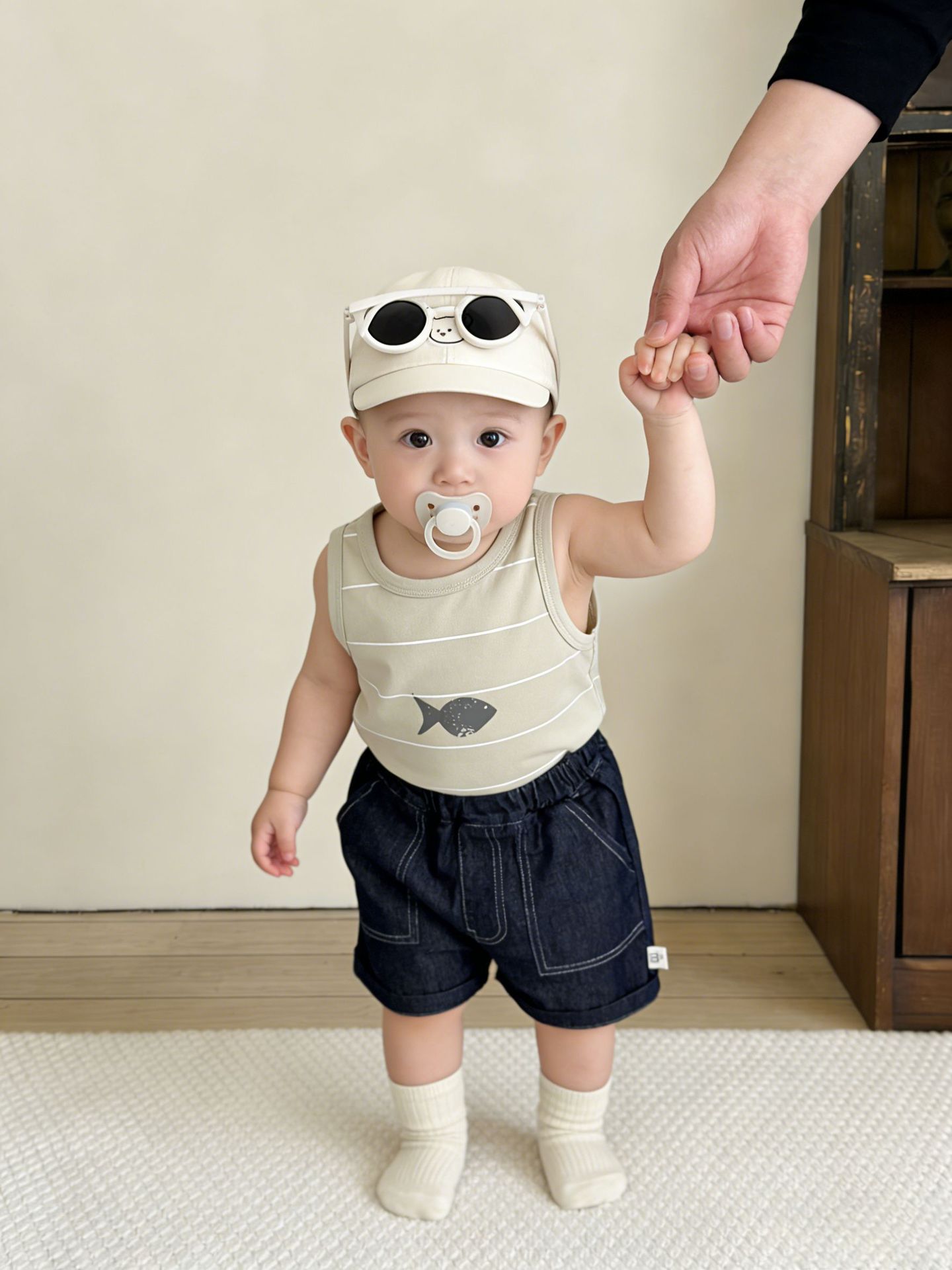 Chaleco a rayas de verano para niños, nueva ropa de bebé, dibujos animados lindos camisas sin mangas, ropa de bebé de verano