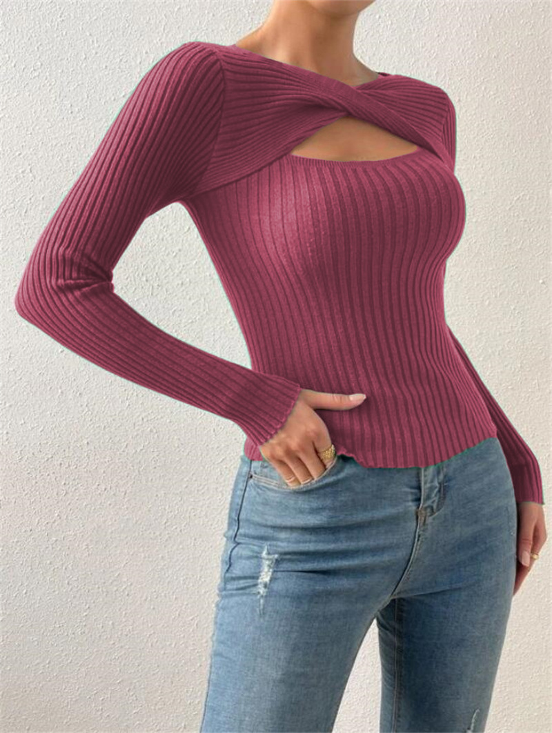 154g Weight Long Sleeve Sleeve Length Pullovers Placket Type Regular Sleeve Sleeve Type Polyester Fabric Type Regular Top Length Sweater Tops Type Holiday, Daily Occasion U Neck Neckline Slim Fit Type Solid Color Pattern Winter, Autumn Season Women's Gender Elegant, Streetwear Style Wholesale Women's Elegant Streetwear Solid Color Long Sleeve Sweaters & Cardigans 18