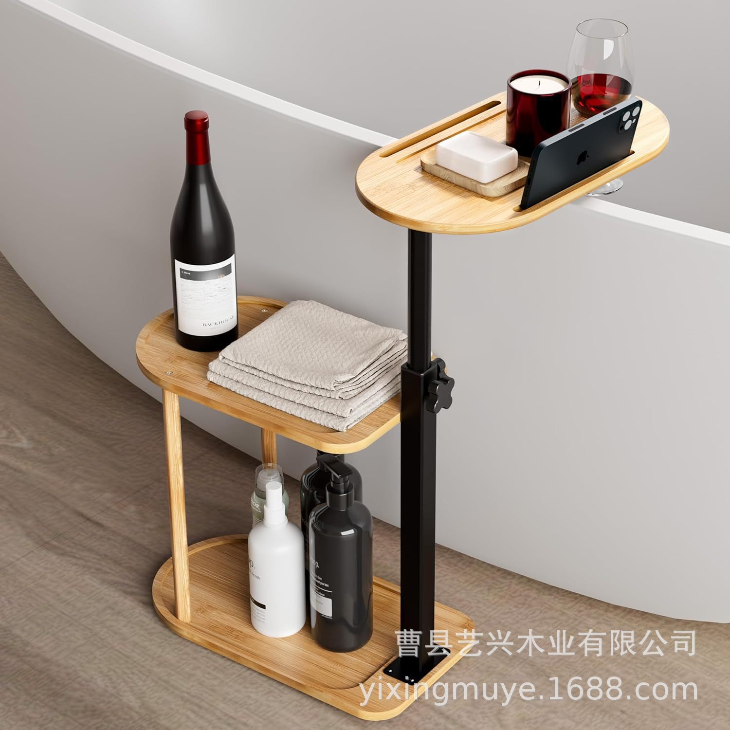 Bamboo Storage Rack Household Bathtub Rack Three-Layer Wine Rack Towel Rack Floor-Standing Bathroom Storage Solid Wood Storage Rack