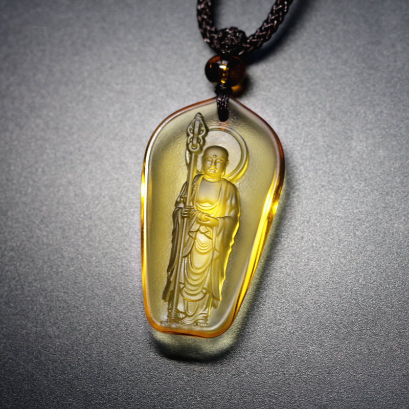 Venta al por mayor Dizang Bodhisattva collar hombres y mujeres esmalte colgante Buda estatua joyería colgante antiguo esmalte ventas directas de la fábrica