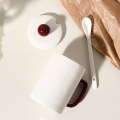 陶瓷純色馬克杯帶蓋帶勺子情侶水杯家用牛奶杯咖啡杯辦公室茶杯子