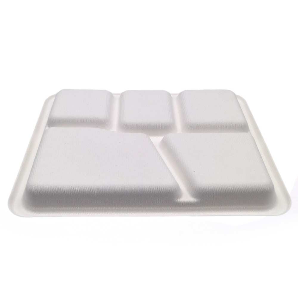 fábrica de oasis de Shaoneeng al por mayor pulpa de bagaza de azúcar pulpa de bambú cinco placas ecológicas cubiertos desechables degradables compostables