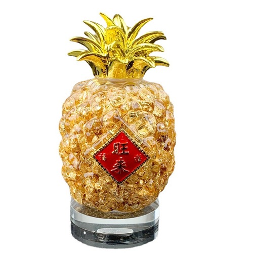 Cross-border hot selling gold foil crystal Wanglai pineapple ornaments creative Chinese craft gifts best-selling in Southeast Asian markets