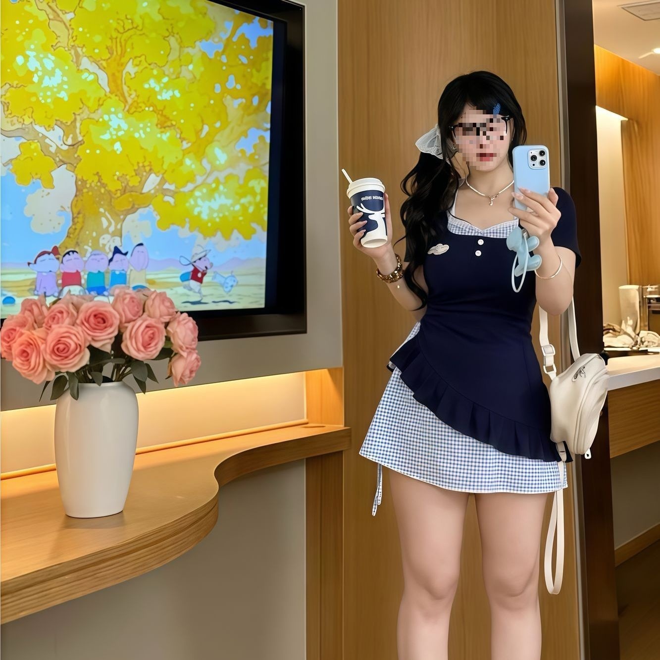 Váy ngắn màu xanh da trời (ưu tiên giao hàng)