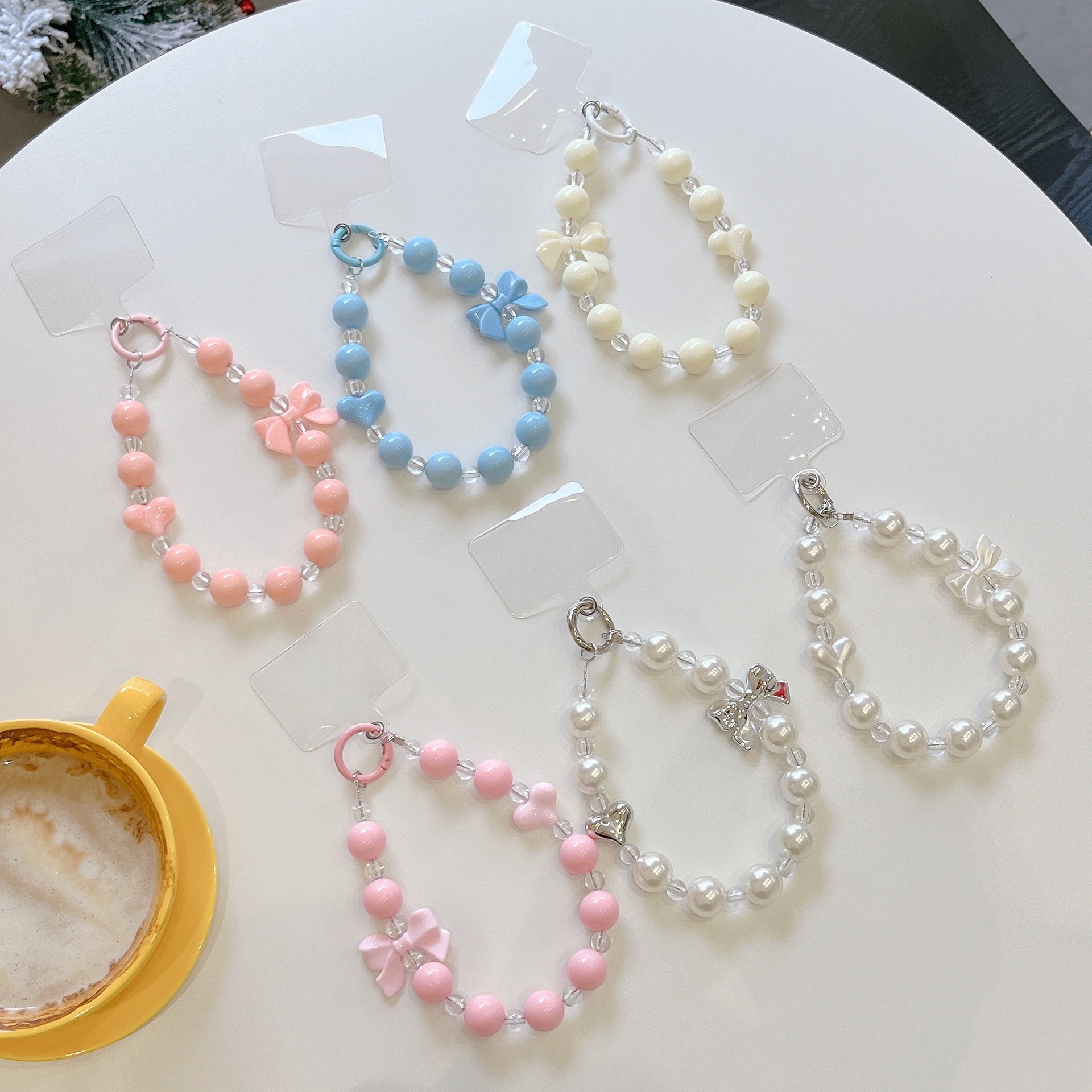 新款手机壳短链饰品高级感蝴蝶结diy手工饰品珍珠女链配件批发