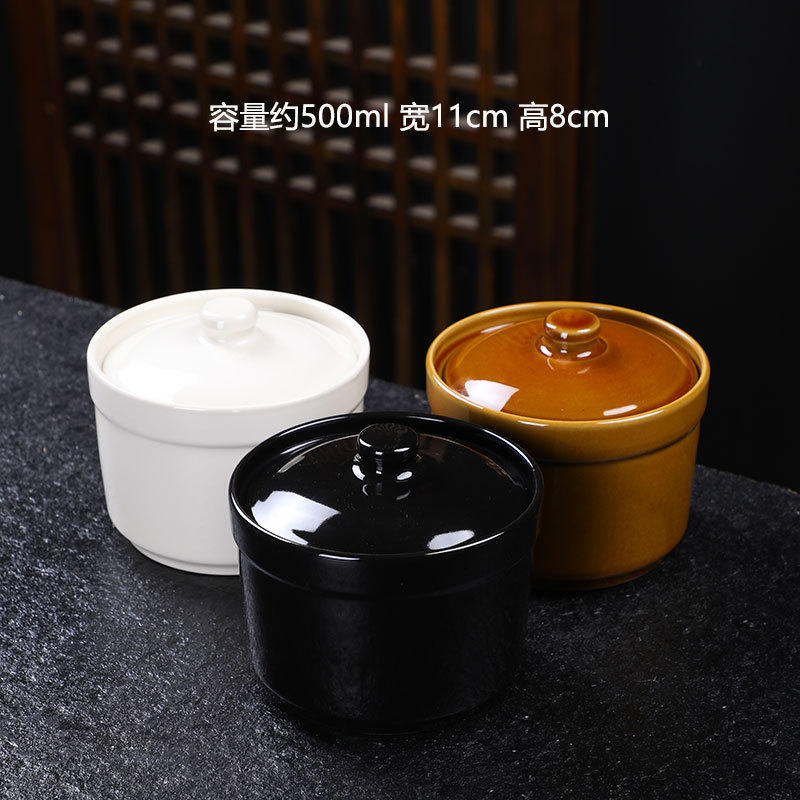 Taza de estofado de olla de barro guisada recta en agua, olla de estofado de una persona, olla de sopa con tapa, shaxian snack, nido de pájaro, olla de sopa hirviendo de cerámica