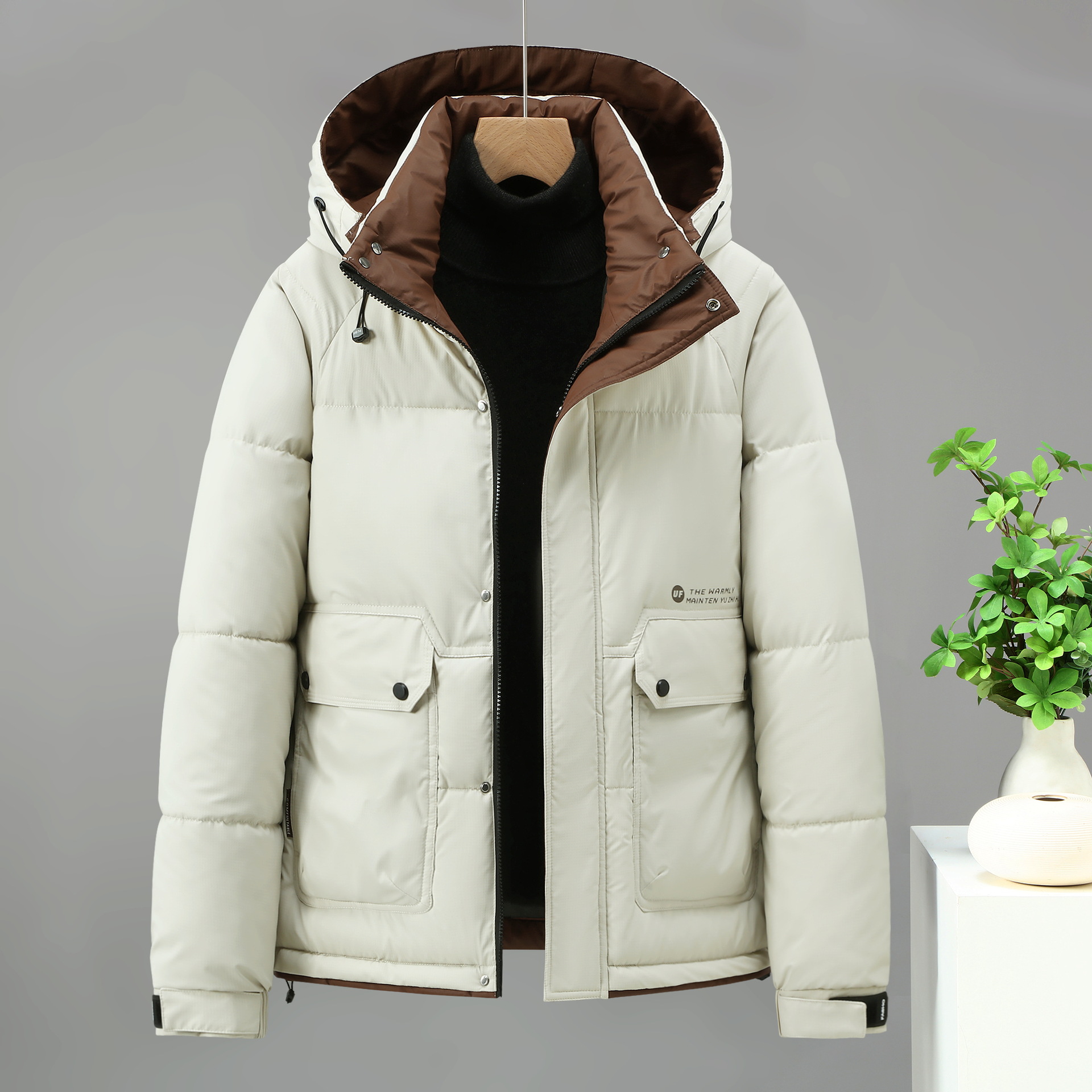 Men's Down Jacket With Stand Up Collar For Winter Urban Style_voghion.com