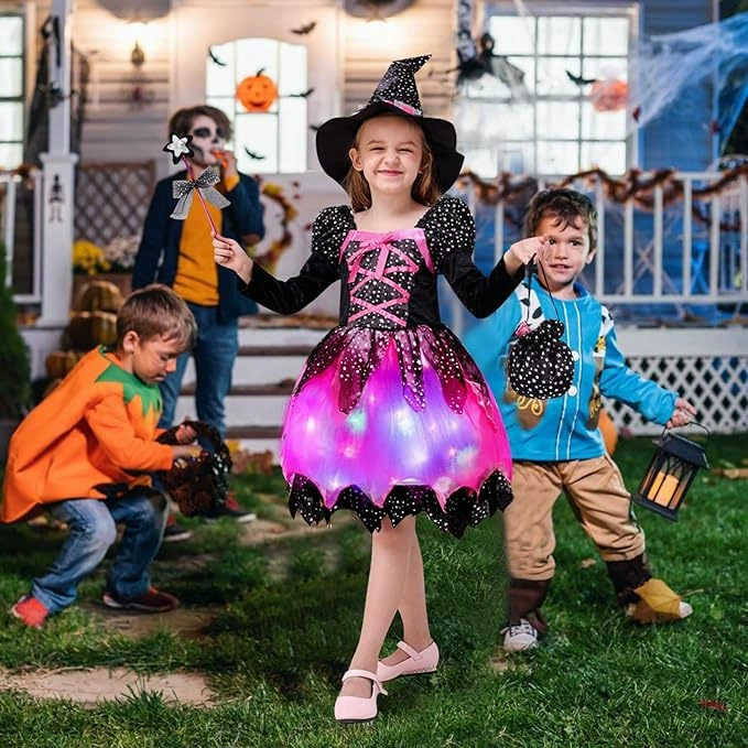 Хэллоуин детский костюм ведьмы костюм для девочек ведьмы лампа юбка косплей ужасов одеваются костюм вампира