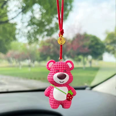 pendant cute bear Car Rearview: Car hanging - strawberry-bear-red