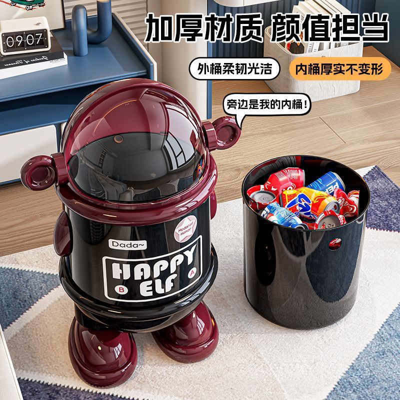 Gran tamaño de sala de estar doméstica astronauta basura de gran capacidad con cubierta dentro y fuera de doble cubo basura con cubierta