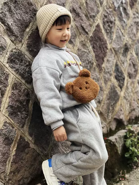 Winter cute bear children's plush bag Korean style boys and girls crossbody bag infant cartoon cute plush bag