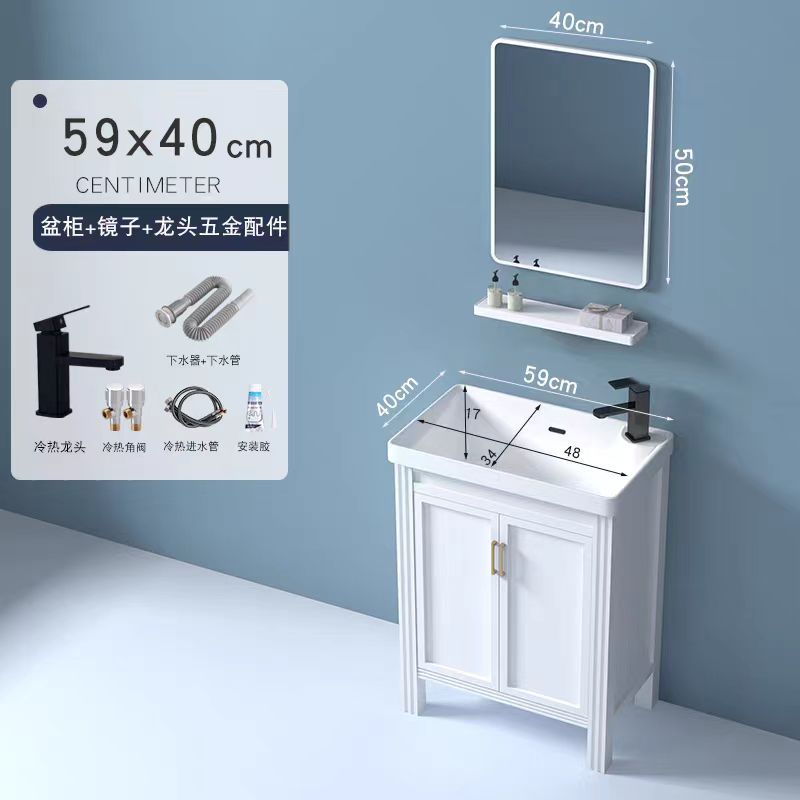 Gabinete de baño de aluminio espacial grueso tipo suelo cerámico integrado lavabo lavabo tipo casa pequeña lavabo de mano lavabo combinación