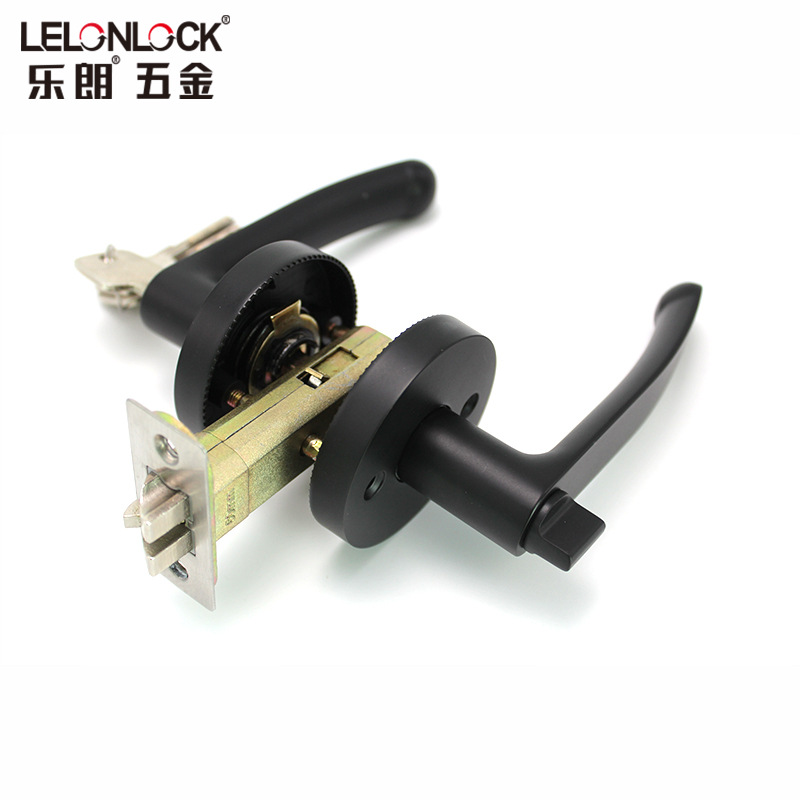 Lelang puerta interior de tres polos manija de la cerradura de baño cerradura de la puerta de canal multi-color opcional Mute cerradura de la puerta con llave