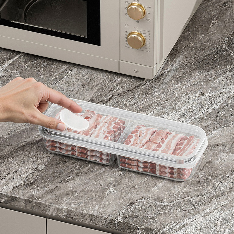 Caja de almacenamiento de alimentos frescos de plástico, caja de congelación de carne, caja de cocina, caja de almacenamiento, caja de preparación de verduras