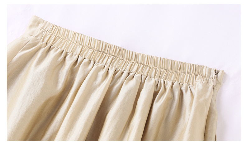 Bộ đồ Tencel nữ hai mảnh gồm áo và chân váy midi thắt eo — Màu đen, Màu xám, Màu kaki chi tiết 39