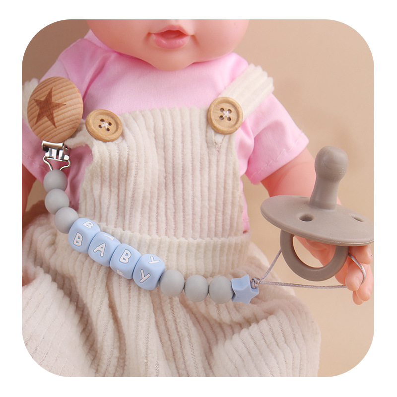 Productos para bebés creativos juguetes planetas de beech chupeta clips DIY nombre bebé silicona perlas chupeta cadena anti-caída cadena