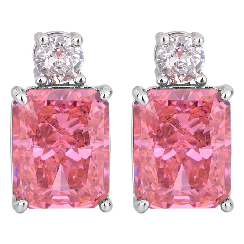 Otoño e invierno nuevo Zhuang Sheng joyería traje alto carbono diamante hielo flor corte cobre incrustaciones profundo Rosa diamante traje principal piedra 8*10