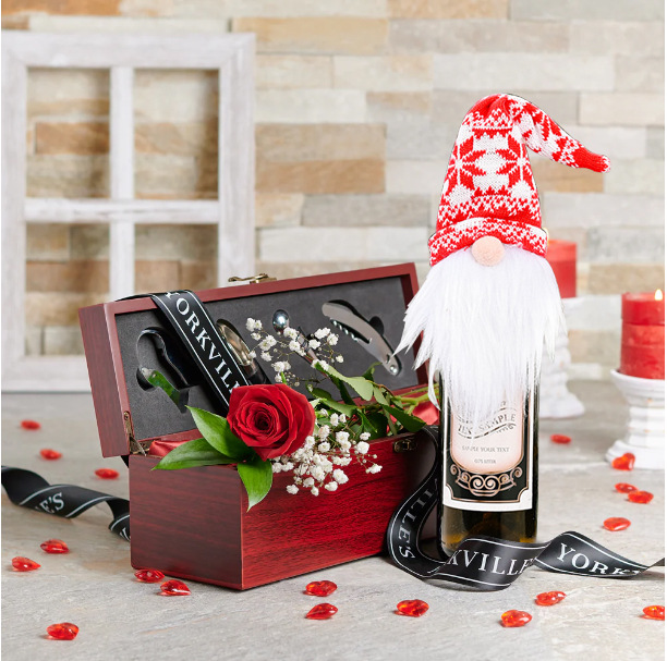 Decoración de Navidad sombrero de punto bosque viejo cubierta de vino muñeca sin cara cubierta de vino hotel restaurante decoración de botella de vino