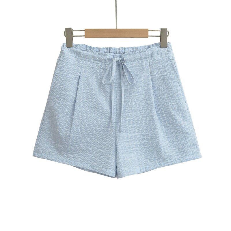 European and American Style Plaid Shorts for Women Summer New Elastic Waist Wide Leg Slim Casual College Style High Waist Plaid Pants