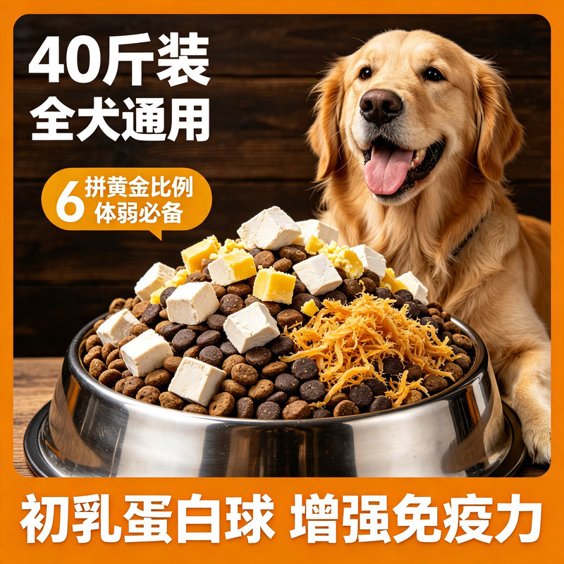 All-Breed Dog Food 10kg Pack for Puppies, Large Dogs, Adult Dogs, Small Border Collies, Calcium Supplement Freeze-Dried 2.5kg Dog Food