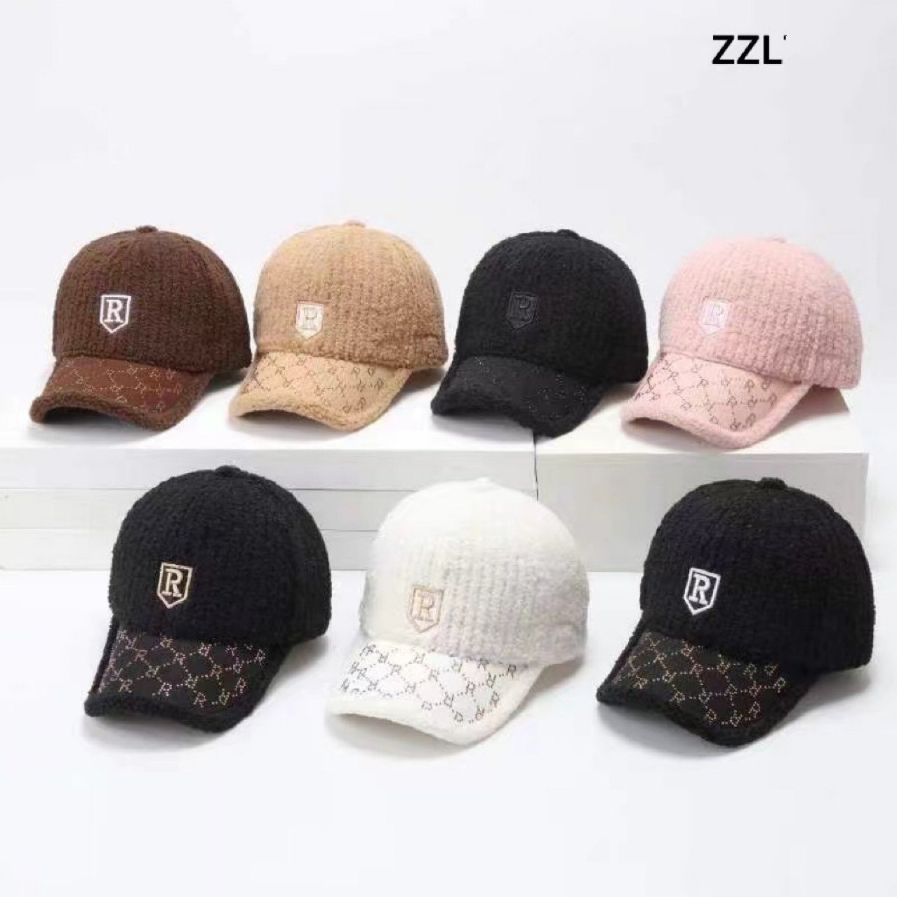 (2개) 모자 여자의 2024 새로운 도착 양고기 벨벳 야구 모자 방풍 큰 머리 따뜻한 가을과 겨울 모자