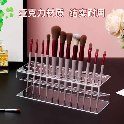 Makeup Eyebrow Pencil Brush Tube Storage Box Lid-Proof Dustproof Acrylic Powder Brush Stand Transparent Office Supply Storage Box