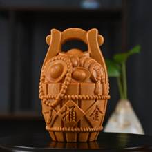 黄杨黄金檀木雕财神卡比巴拉猫咪小鹿工艺品摆件木质动物桌面茶虫