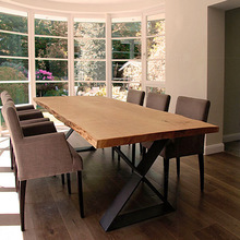 美式loft工业风创意不规则大板餐桌设计师家用原木吃饭桌实木餐台