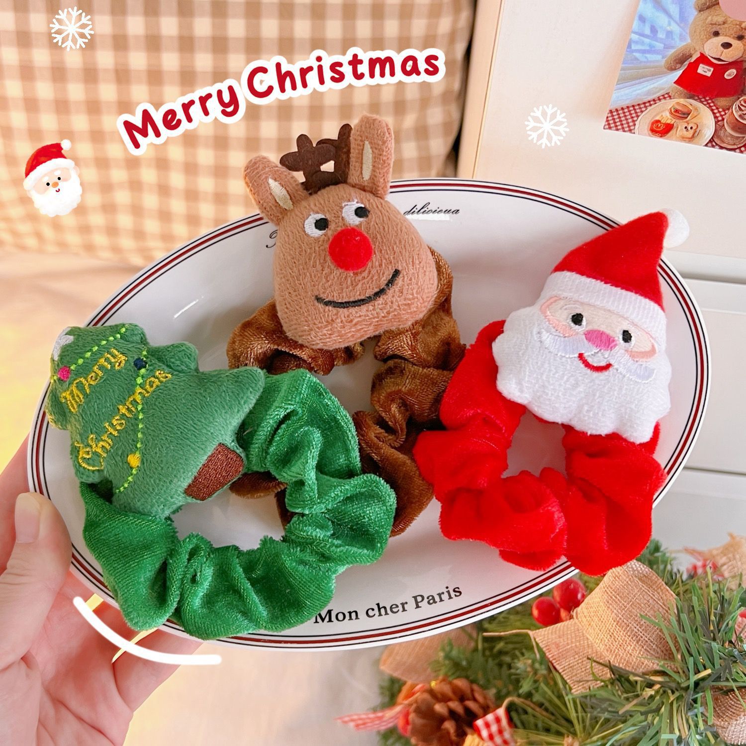 30g Weight Christmas Festival Women's Gender Cute Style Cute Women's Scrunchies 无