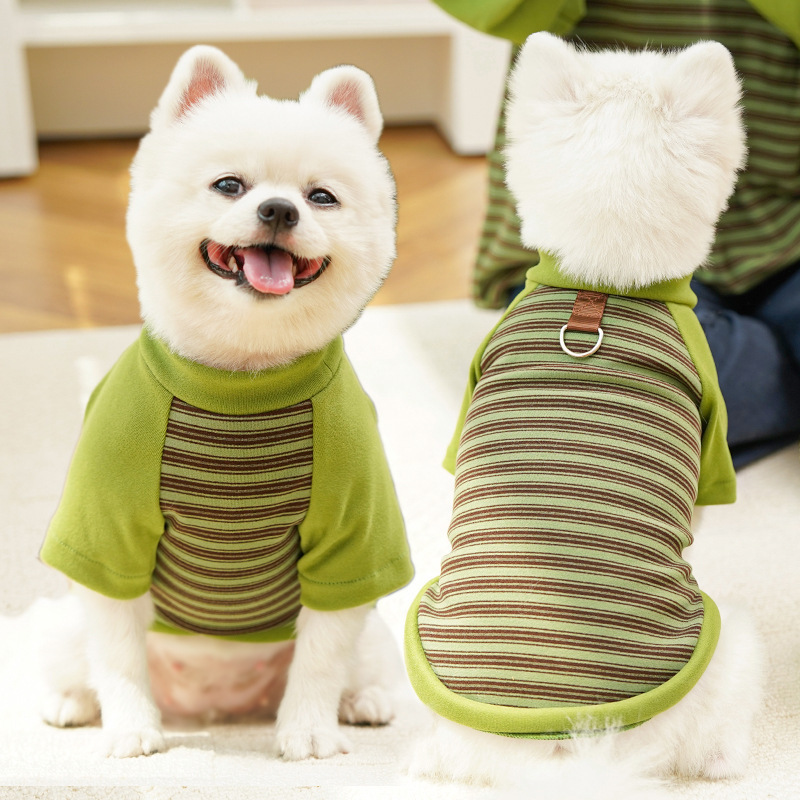 Gatos otoño invierno ropa accesorios rayas mascotas perros pequeños peleas de peluche que osos suministros de camiseta de base universal transfronterizos