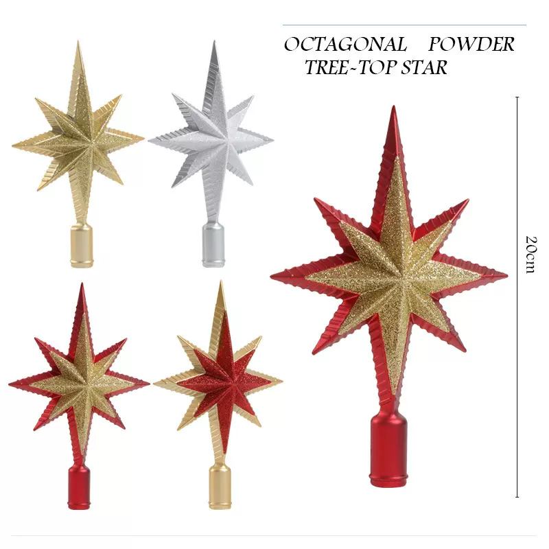 跨境圣诞节树顶星电镀彩绘葱粉装饰品树圣诞树挂件背景节日