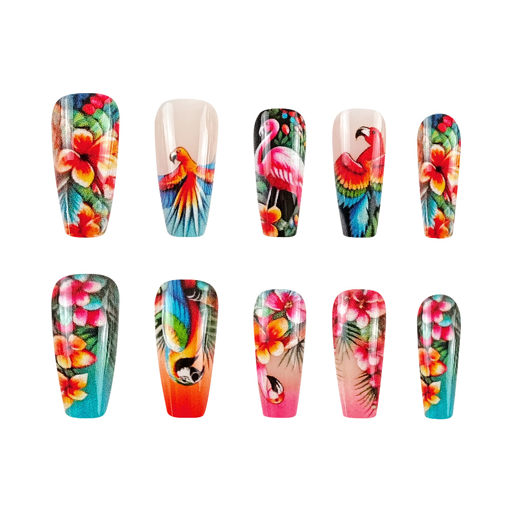 Verano tropical sensación de la atmósfera de usar uñas transfronterizas 24 piezas de manicura directa para el viento de las chicas calientes desmontables uñas falsas
