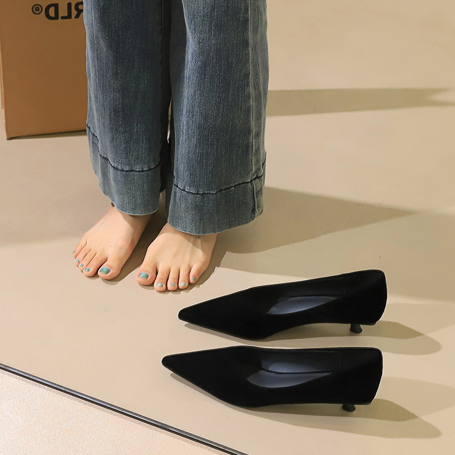 Dames stiletto pumps van suède puntneus instappers comfortabel_voghion.com