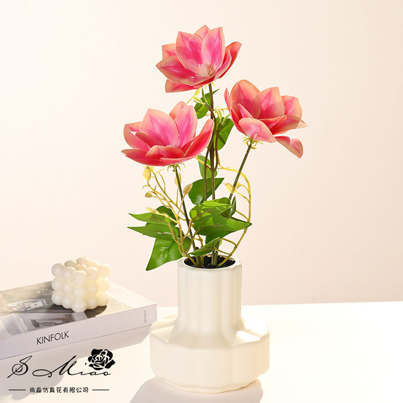 Clematis tricephalus en maceta imitación flor verde plantación de bonsai decoración de escritorio decoración de flores de sala de estar interior