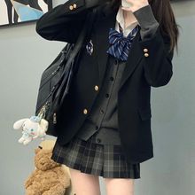 日系正版jk制服学院风校供感西服套装全套秋冬黑色西装外套女学生