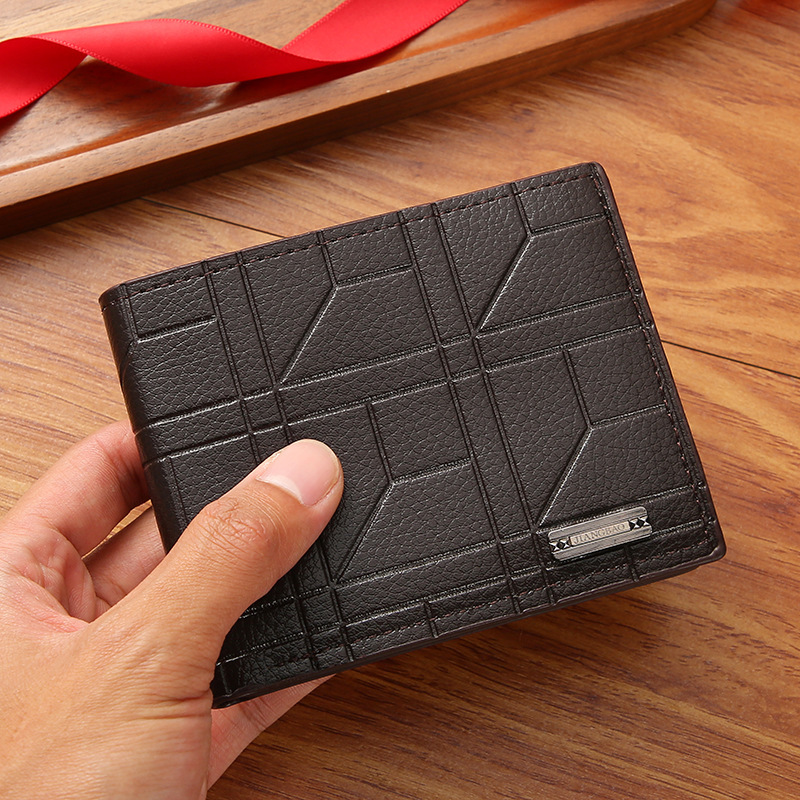 New Men's Wallet, Men's Short Wallet, Youth Fashion Plaid Horizontal Soft Leather Wallet, Large Capacity Multi-Card Slot Wallet New Men's Wallet, Men's Short Wallet, Youth Fashion Plaid Horizontal Soft Leather Wallet, Large Capacity Multi-Card Slot Wallet