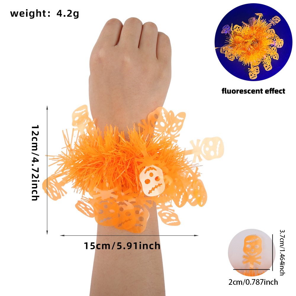 Transfronterizos Halloween fluorescente banda de muñeca fantasma fiesta de luz nocturna decoración calabaza fantasma calavera brazalete flores