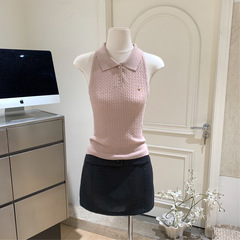 2025 新しい夏スタイルの柔らかく蒸れないニットベストベストスリムショートトップ女性用