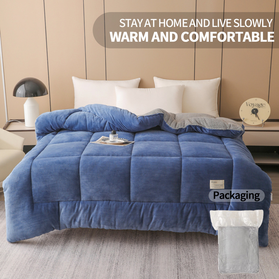 Solid Color Milk Velvet Winter Quilt Lamb Wool Quilt Core Winter Export French Velvet Quilt 229*229cm Soybean Fiber