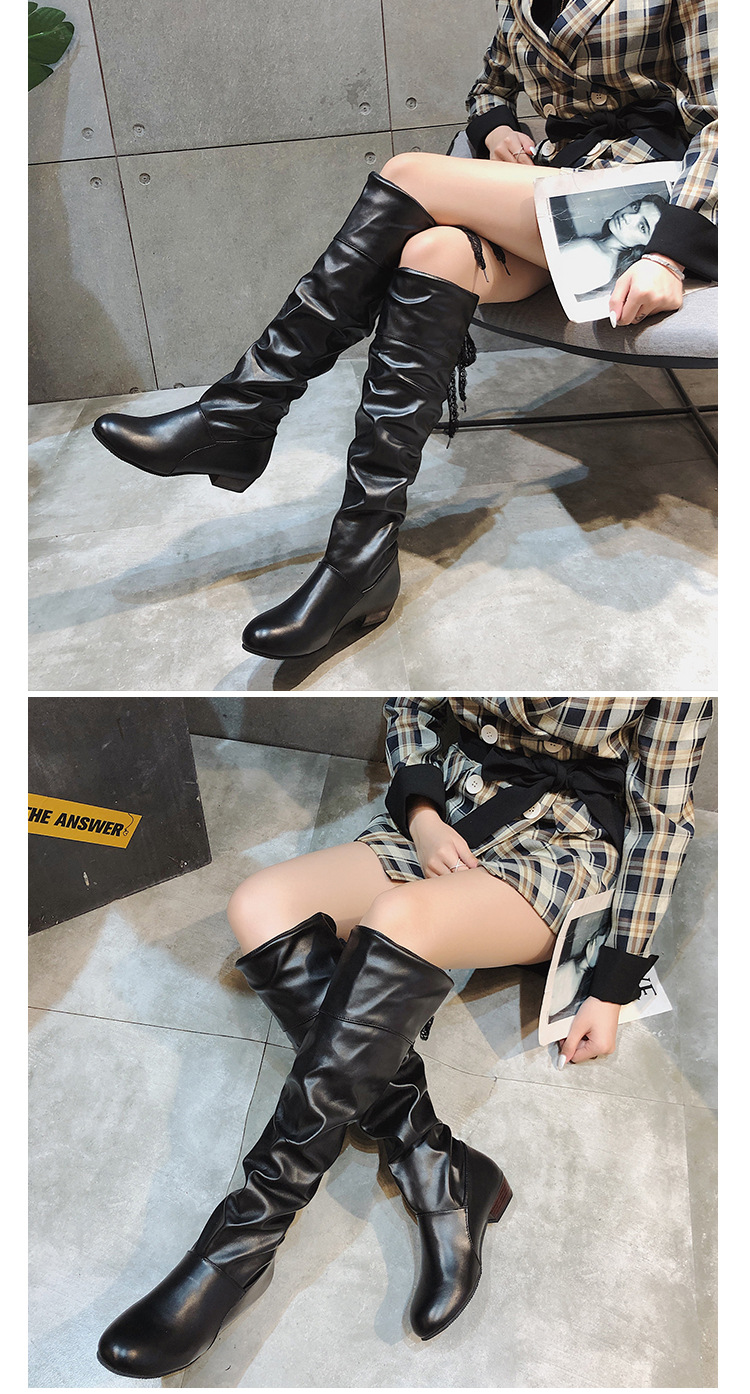 Dammode slouch cowboy-stövlar med snörning vinterstil_voghion.com