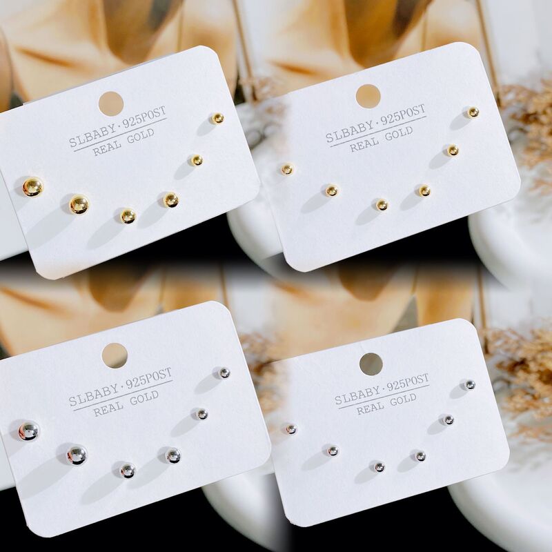 s925 Silver Needle Mini Simple Small Silver Ball Three-piece Set Combination Earrings Elegant Commuting All-match Cold Style Earrings s925 Silver Needle Mini Simple Small Silver Ball Three-piece Set Combination Earrings Elegant Commuting All-match Cold Style Earrings