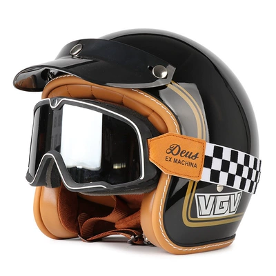 Men and Women, Motosiklet dəbilqələri - m-bright-black-gold-rim-black-and-white-checkered-goggles-free-hat-brim-face-towel