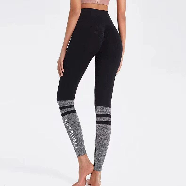 Peach Hip Спортивные укороченные брюки женские с высокой талией эластичные буквы шить бег фитнес брюки для йоги женские
