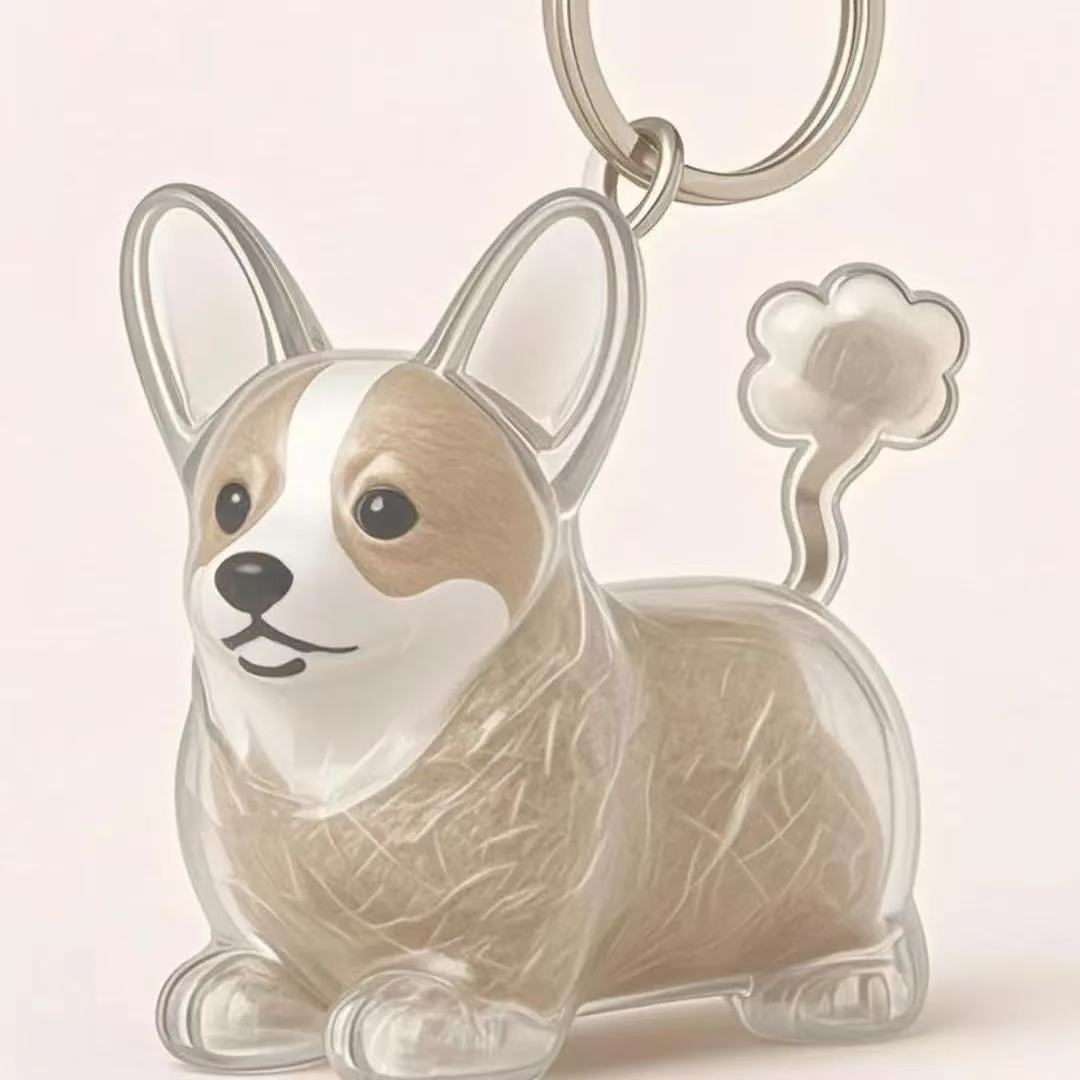 Caja de almacenamiento para perros y gatos colgantes de pelo transparente colección de almacenamiento cápsula bolsa colgantes de llaver