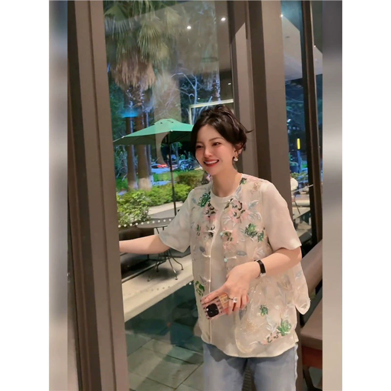 2413 новый китайский стиль тонкий жилет жилет женский новый летний костюм