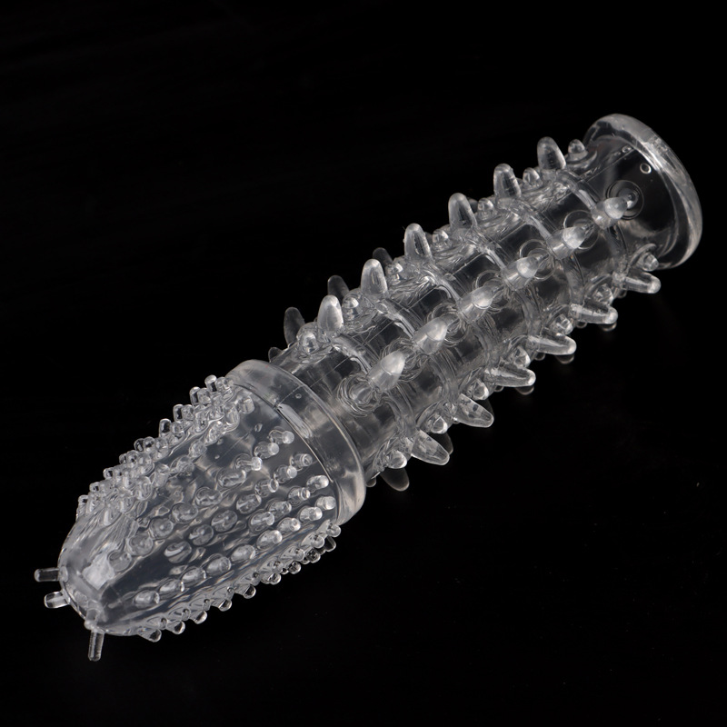Wolf-Tooth Textured Penis Sleeve, TPE Tight-Fitting Extender, Transparent Boxed — detail image 5
